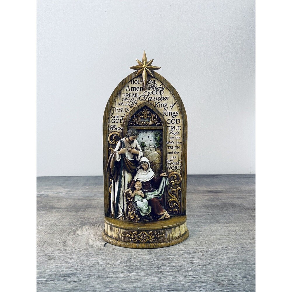 Vintage Holy Family Figure with the Names of Jesus Resin Wall Plaque Statue READ
